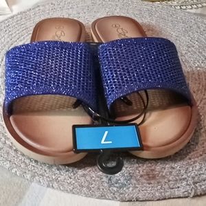 Blue mesh sparkling comfort trend slides